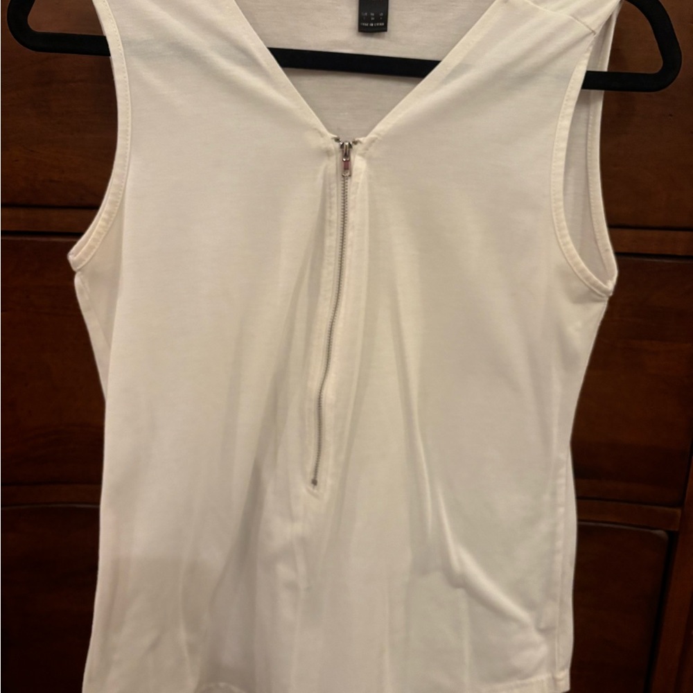 SHEIN White Zip-Front Tank Top